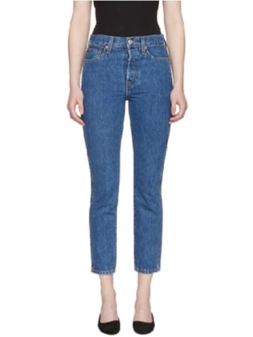 RE/DONE Blue Originals Double Needle Crop Jeans In Saf Size 27 USA Denim